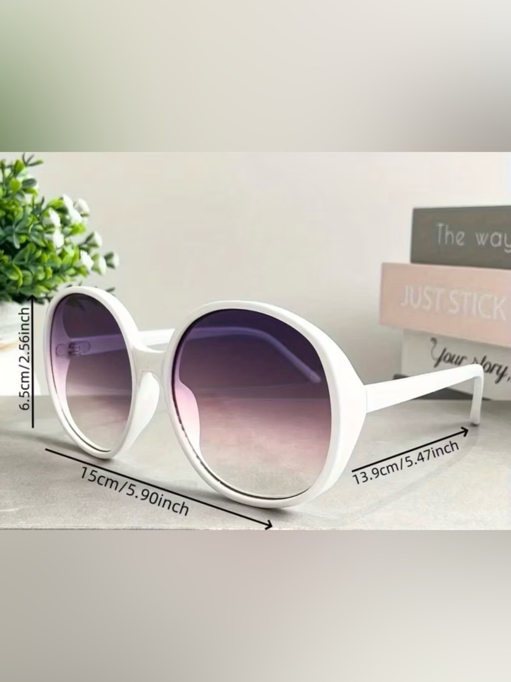 Oversized Retro Circular Glasses - Timeless Grey NWT - Picture 3 of 4